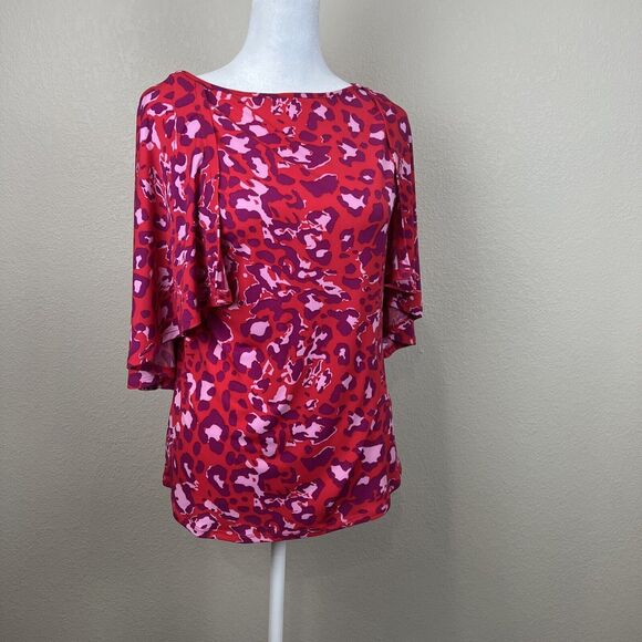 Imam Shirt Women Small Pink Red Purple Animal‎ Print Bold Leopard Cheetah - Picture 1 of 13